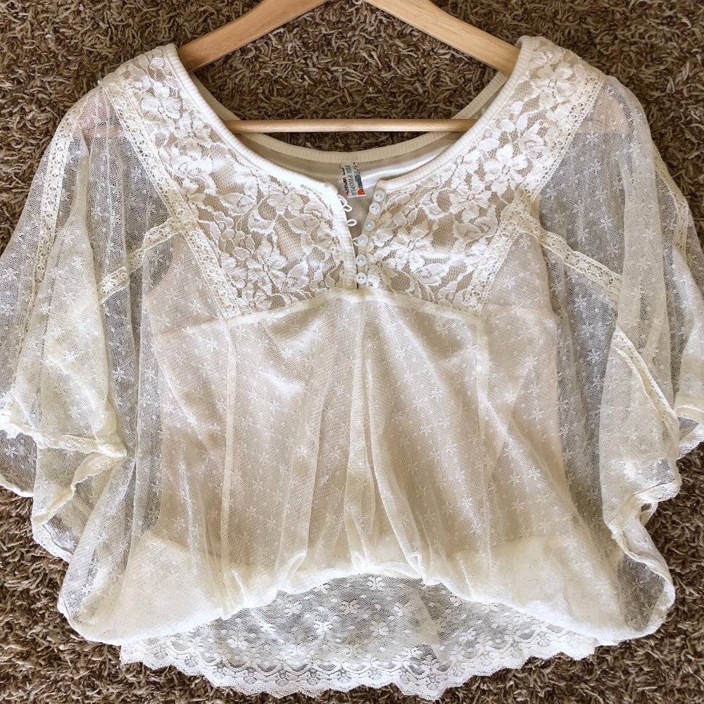 Free People Lacy White Blouse